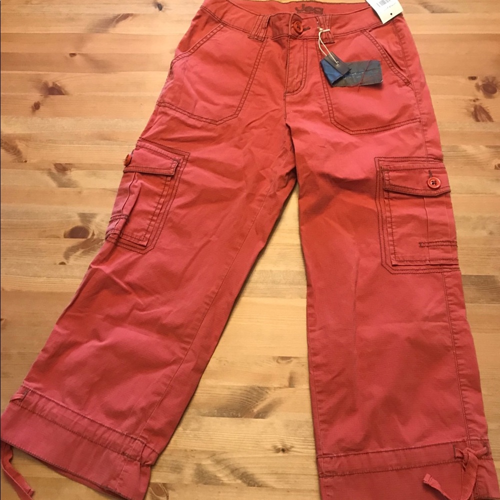 High waisted pink cropped pants